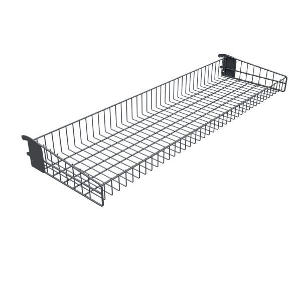 sk_Корзина сетчатая навесная 280х1000 мм, h 100мм для Стеллажа прикасс., Муар, RAL7024 Серый, спец.цвет