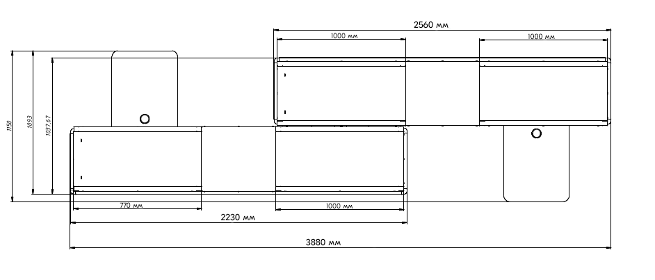 02_Кассовый бокс Stream-Dual-400 (шлиф.нерж.,без вырезов), RAL3000, Красный, Левый