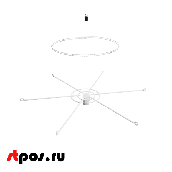 00_Дисплей 6-и штыревой в комплекте с цепочкой и замком, RAL9016, Белый