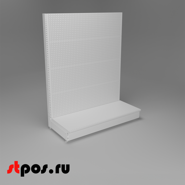 00_НАБОР Стеллаж 25 70 ПЕРФОРИРОВАННЫЙ пристенный1550х1250хо500, 1 полка + плинтус, RAL9016, Белый