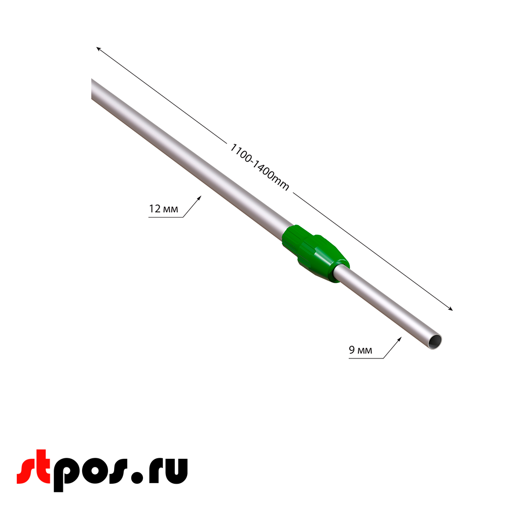 02_Трубка алюминиевая телескопическая TEL-LOCK-ALUTUBE 1100-1400 мм, трубка серая, переходник красный