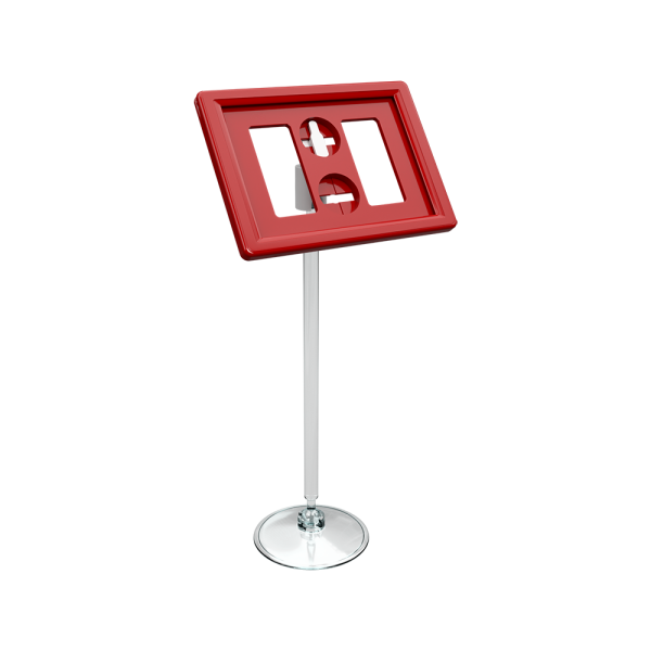 sk_Рамка ТЕХНО А8 красная, прозрачный держатель TECHNO ROUND BASE-VL 50мм, ножка 100мм