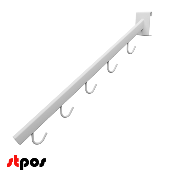 00_Консоль на сетку на 5 крючков, RAL9003, Белый