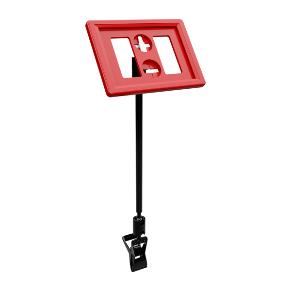 sk_Рамка ТЕХНО А8 красная, черный держатель TECHNO CLIP SMALL-VL, ножка 100мм