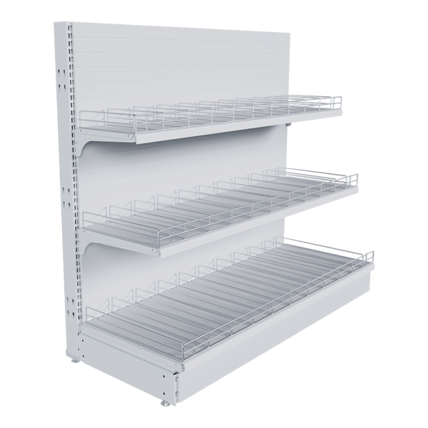 sk_НАБОР стеллаж 25 70 ГЛУХОЙ пристенный 1200х1330х500 3 полоки, ограничители, разделители, ценникод