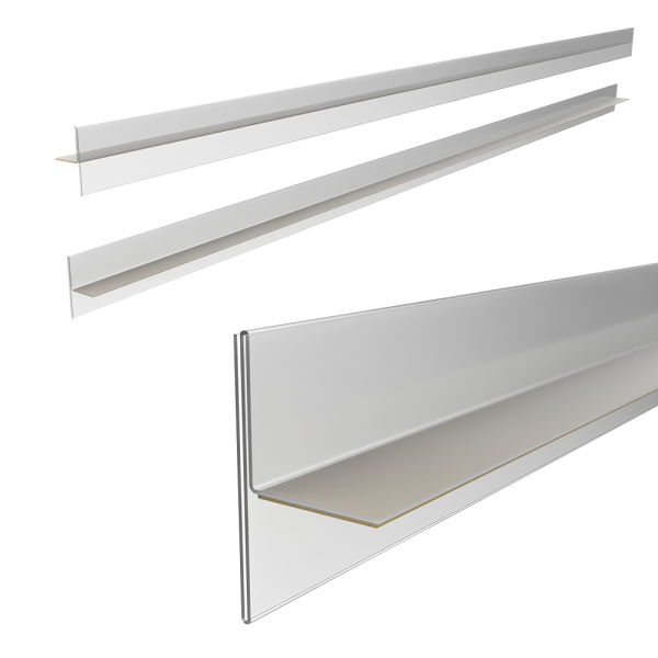 sk_Ценникодержатель Т-образный 90° прозрачный 1000х39мм, с прозр.клеевой полосой для креп. на полки