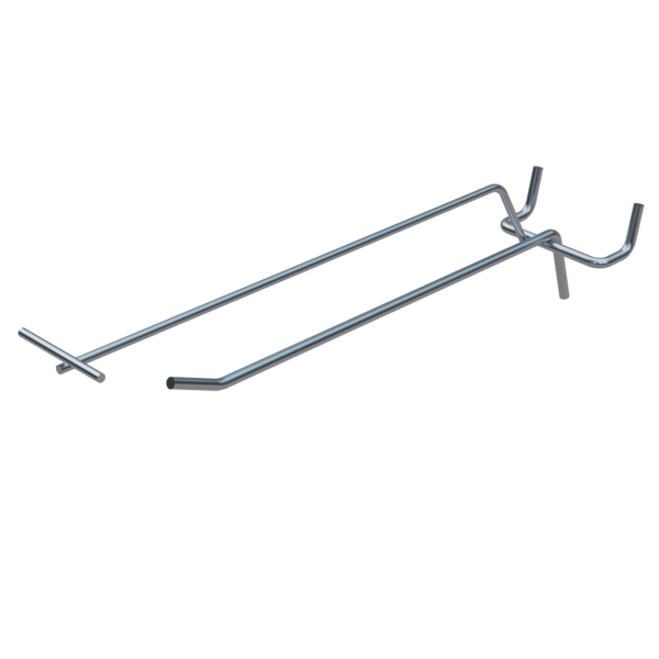 sk_Крючок для перфорации одинарный с ценникодержателем 200мм, цинк-хром, d4/d3мм, шаг 50, BUDGET