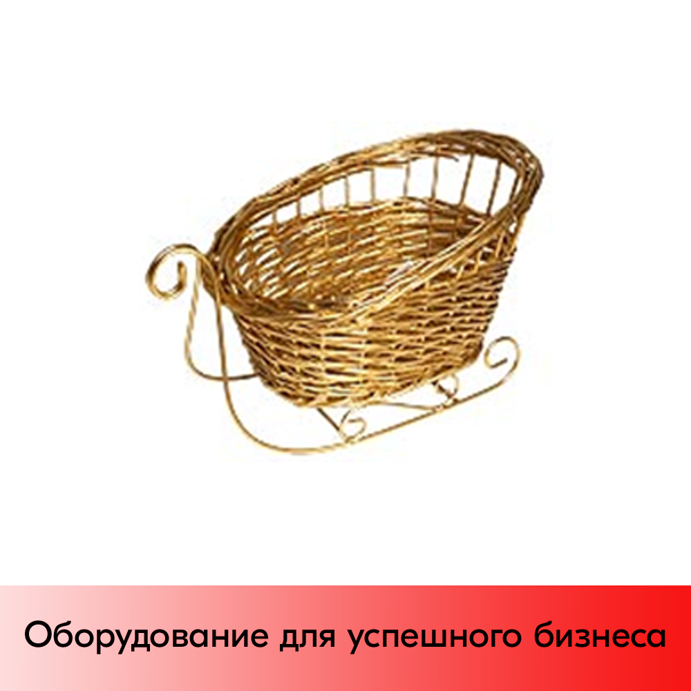 01_Корзинка овальная плетеная, форма САНИ, 400х300 мм, Золото