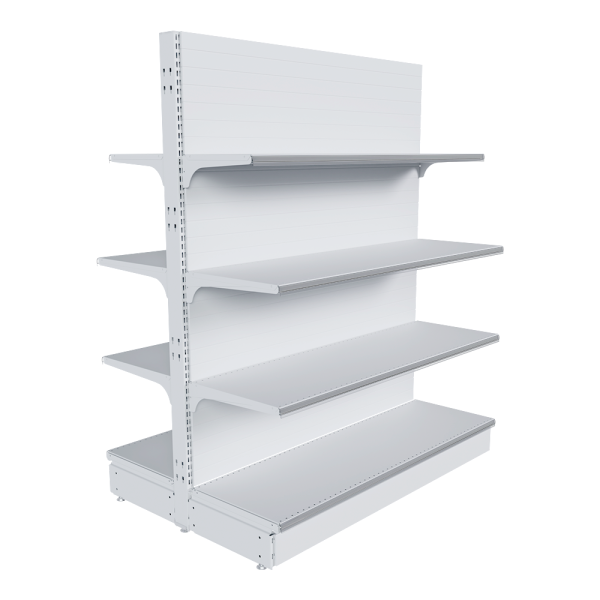 stpos_НАБОР стеллаж 25 70 ГЛУХОЙ островной 1550х1250х400 8 полок, ценникодержатели