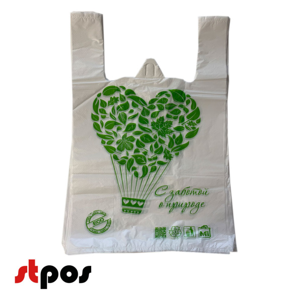 00_Эко - пакет МАЙКА 28х50см, 5гр (100 штпласт, 30 упмеш) БЕЛЫЙ