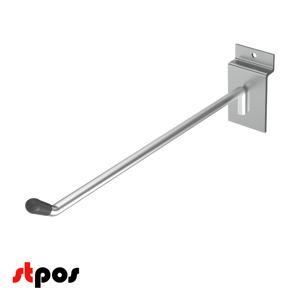 02_Крючок для экономпанели одинарный 250мм, d6, хром, УСИЛЕННЫЙ