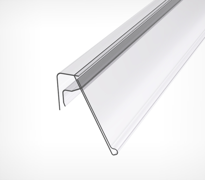 01_Ценникодержатель для крепления на корзины из металлических прутьев KE60, 1250мм. Прозрачный цвет