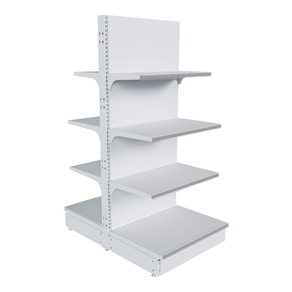 stpos_НАБОР стеллаж 25 70 ГЛУХОЙ островной 1550х665х500 8 полок, ценникодержатели