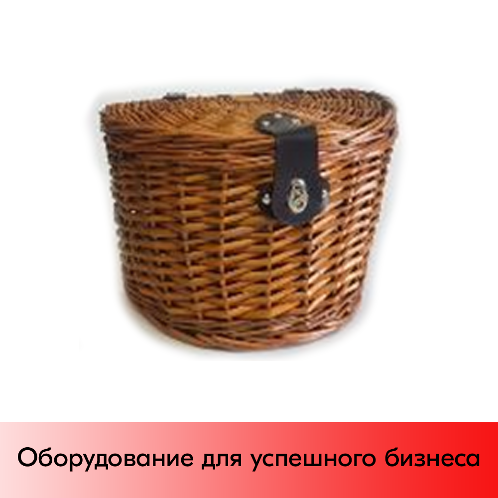 01_Корзинка плетеная из ивовой лозы, с плоской крышкой, D 390 мм, неокрашенная