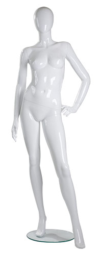 01_Манекен женский стеклопластик стоящий GLANCE 02, рост 181см (84-64-90) , без парика, белый глянец