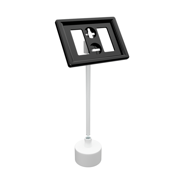 sk_Рамка ТЕХНО А8 черная, белый держатель TECHNO BOTTLE CAP 28 мм, ножка 100мм