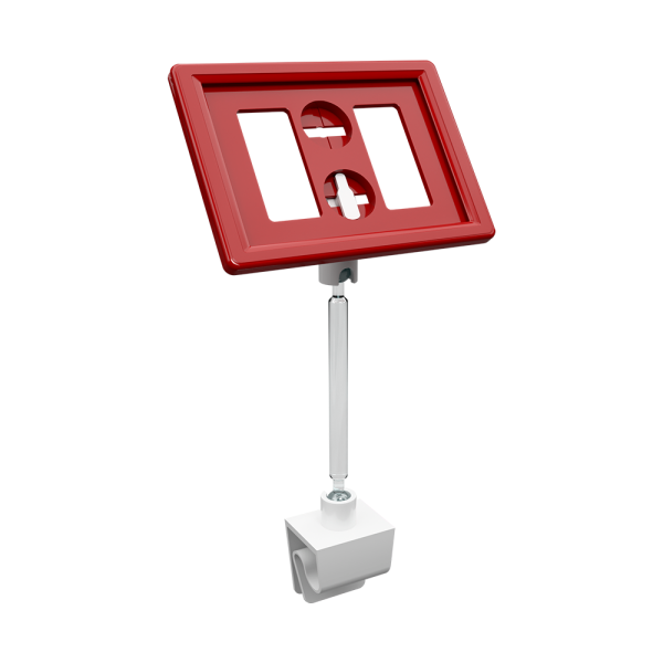 sk_Рамка ТЕХНО А8 красная, белый держатель TECHNO CL, ножка  50мм