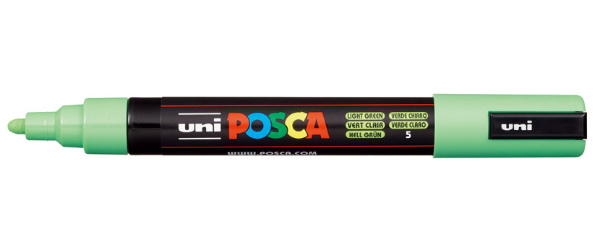 1_Маркер на водной основе POSCA PC-5M, салатовый (LIGHT GREEN - 5), 1.8 - 2.5 мм, пул. нак.