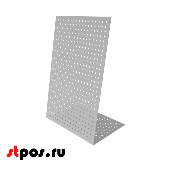 00_Стенд Парус настольный перфорированный 337x220x102мм, шаг перфорации 25мм, RAL9006, Серебристый