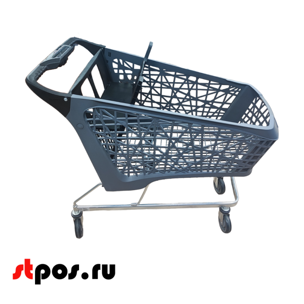 00_Тележка покупательская Salsa 95 л,зад.стенка,д/с,откид.полка,ручка под лого, RAL7015 Серый