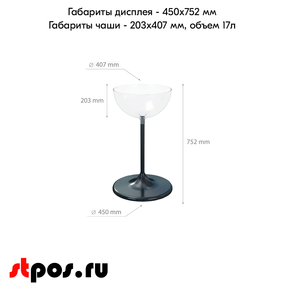 04_Дисплей UNIBOWL 17 л, (752(203)х450(407)мм), Черный