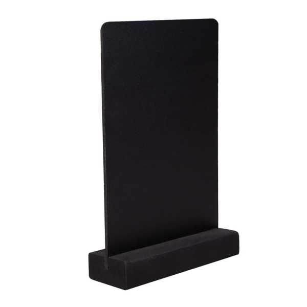 sk_Тейбл-тент вертикальный, А6, 105х190х40мм, меловой, ПВХ, с деревянным основанием 40х19мм, черный