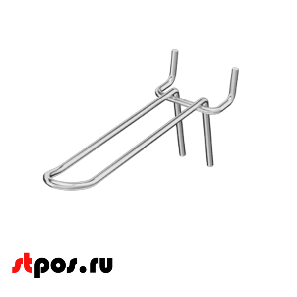 04_Крючок для перфорации двойной 150мм, хром, шаг 45мм
