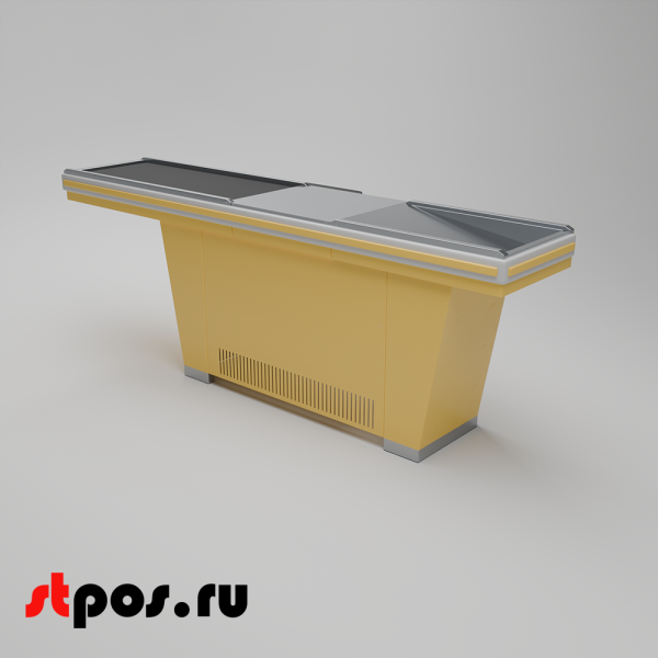 00_Кассовый бокс Stream-L-290-Т120 (тр-р120 см, шлиф. нерж., б_выр, уз_нак.), RAL1018, Желтый, Правый 00_Кассовый бокс Stream-L-290-Т120 (тр-р120 см, шлиф. нерж., б_выр, уз_нак.), RAL1018, Желтый, Правый