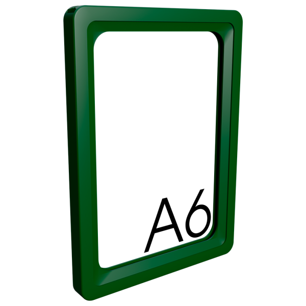 sk_Пластиковая рамка с закругленными углами формата А6 (105х148мм), PF-A6, Зеленый