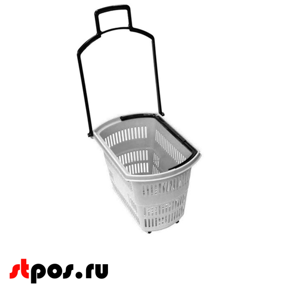 00_Корзина тележка пластиковая 4 колеса 45 л, 2 ручки, Серый, GR