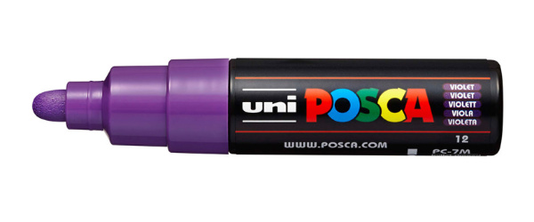 1_Маркер на водной основе POSCA PC-7M, фиолетовый (VIOLET - 12), 4.5 - 5.5 мм, пул. нак.