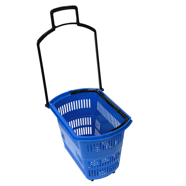 1_Корзина тележка пластиковая 4 колеса 30л, 2 ручки, Серый, GR7005 (в синем цвете)