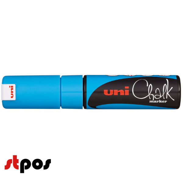1_Маркер меловой Uni Chalk 8K 8мм клиновидный ГОЛУБОЙ