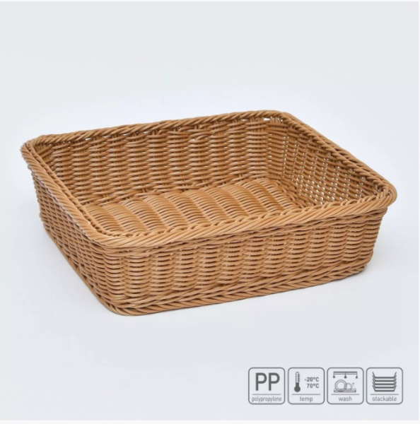 01_Корзина из полиротанга 325х354 (высота  бортика 100  мм), Коричневая