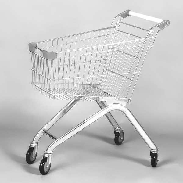 sk_Тележка покупательская 60л, 725х450х950 мм, хром, (европейский тип), без детского сиденья, Серый