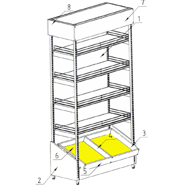 1_ЛДСП дно лотка 716х938мм (изд.6) стеллажа-экспозитора алкогольного пристенного шириной 1000мм