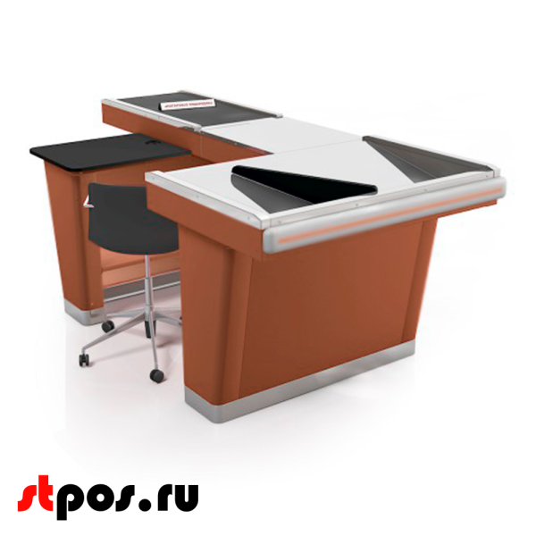 00_Кассовый бокс Stream-XL-200 v3.0 (шлиф.нерж., вырезы ДЯ FT,широкий накопит),RAL8004,Коричневый,Левый