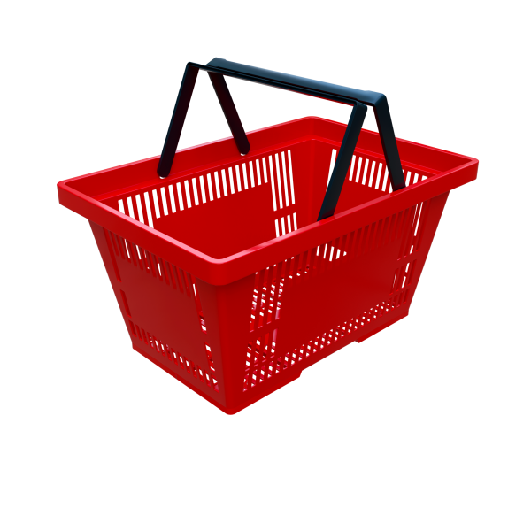 sk_Корзина покупательская пластиковая 27л с двумя пластиковыми ручками, Красный