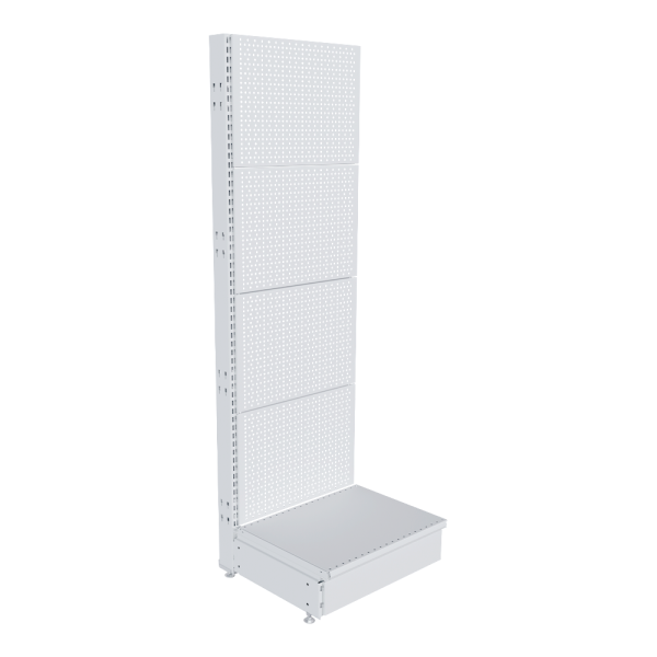 stpos_НАБОР Стеллаж 25 70 ПЕРФОРИРОВАННЫЙ пристенный1550х500хо400, 1 полка + плинтус, RAL9016, Белый