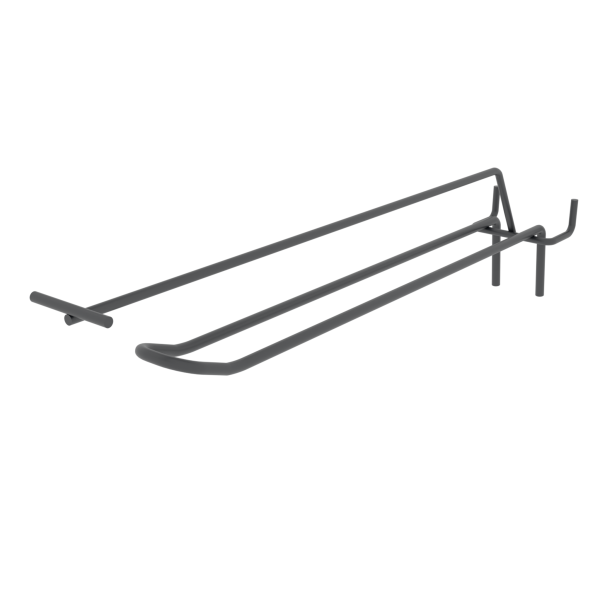 stpos_Крючок для перфорации двойной с ценникодержателем 300мм, d5/d4, шаг 50мм, RAL7021 Черно-серый
