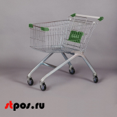 Тележка покупательская 60л, 725х450х950 мм, цинк-лак, (европейский тип), с детским сиденьем, Зеленый