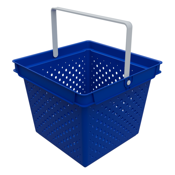 sk_Корзина покупательская пластиковая с 1 белой ручкой, 10 л, QUADRO, Синий