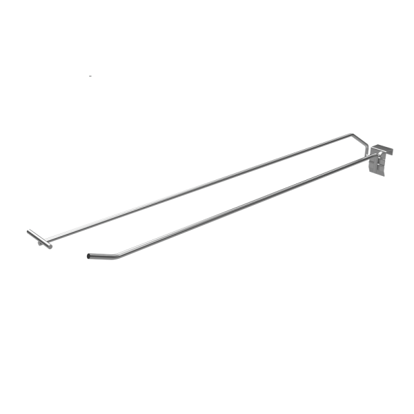 sk_Крючок для штанги 30х15 (профиль) одинарный УСИЛЕННЫЙ 450мм с ценникодержателем, d6/d4,цинк-хром 