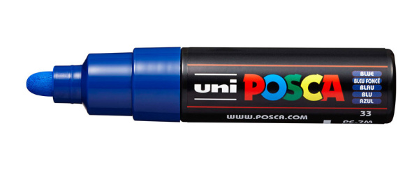 1_Маркер  на водной основе POSCA PC-7M, синий (BLUE - 33), 4.5 - 5.5 мм, пул. нак.
