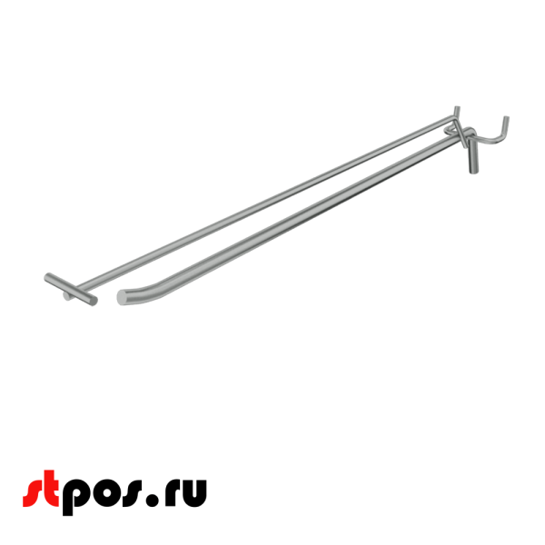 02_Крючок для перфорации одинарный с ценникодержателем 500мм, цинк-хром, d8, шаг 45, УСИЛЕННЫЙ