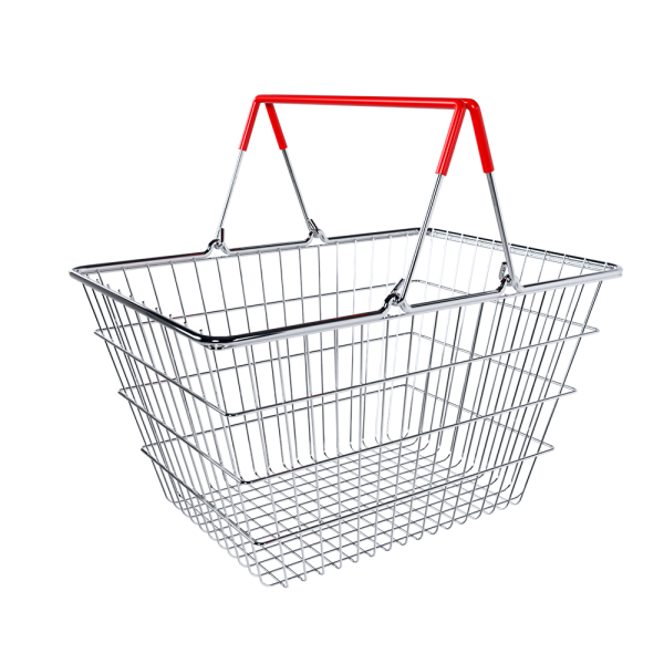 sk_Корзина покупательская металлическая 30л цинк-хром, с 2-мя ручками, Красный