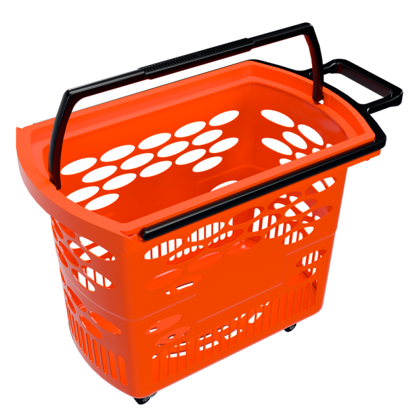 sk_Корзина тележка пластиковая 4 колеса 38л BASKET-38, Оранжевый