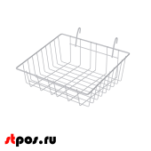 Полка-корзина на сетку (решетку) малая 355x310х85(130)мм, RAL9016, Белый