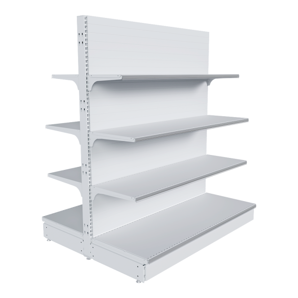 stpos_НАБОР стеллаж 25 70 ГЛУХОЙ островной 1550х1330х500 8 полок, ценникодержатели