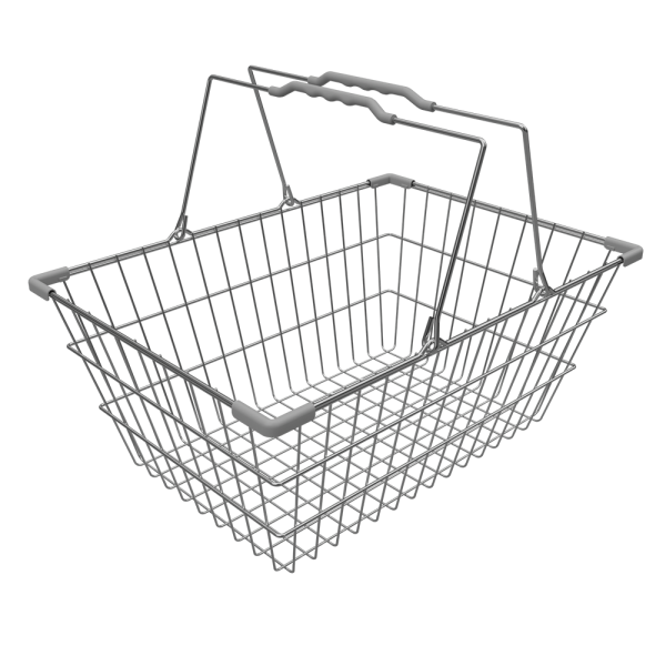 sk_Корзина покупательская металлическая с двумя складывающимися ручками 22 л, Хром, Серая
